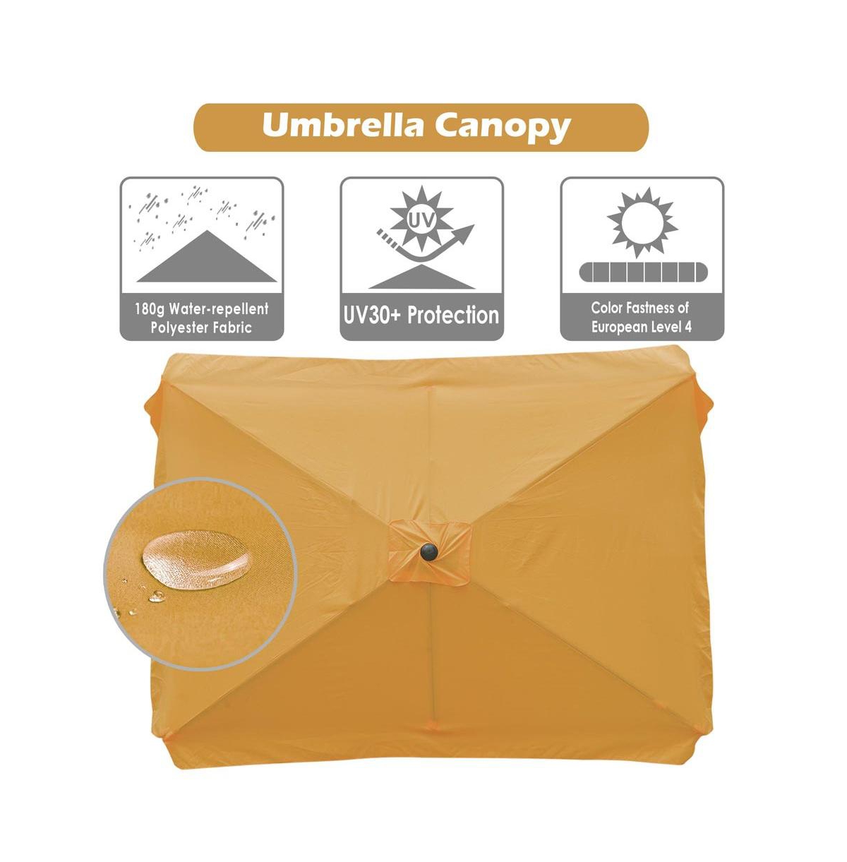 10x6ft Universal Replacement Umbrella Canopy with Tippet Top Cover Patio Beach