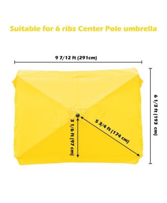 10x6ft Universal Replacement Umbrella Canopy with Tippet Top Cover Patio Beach