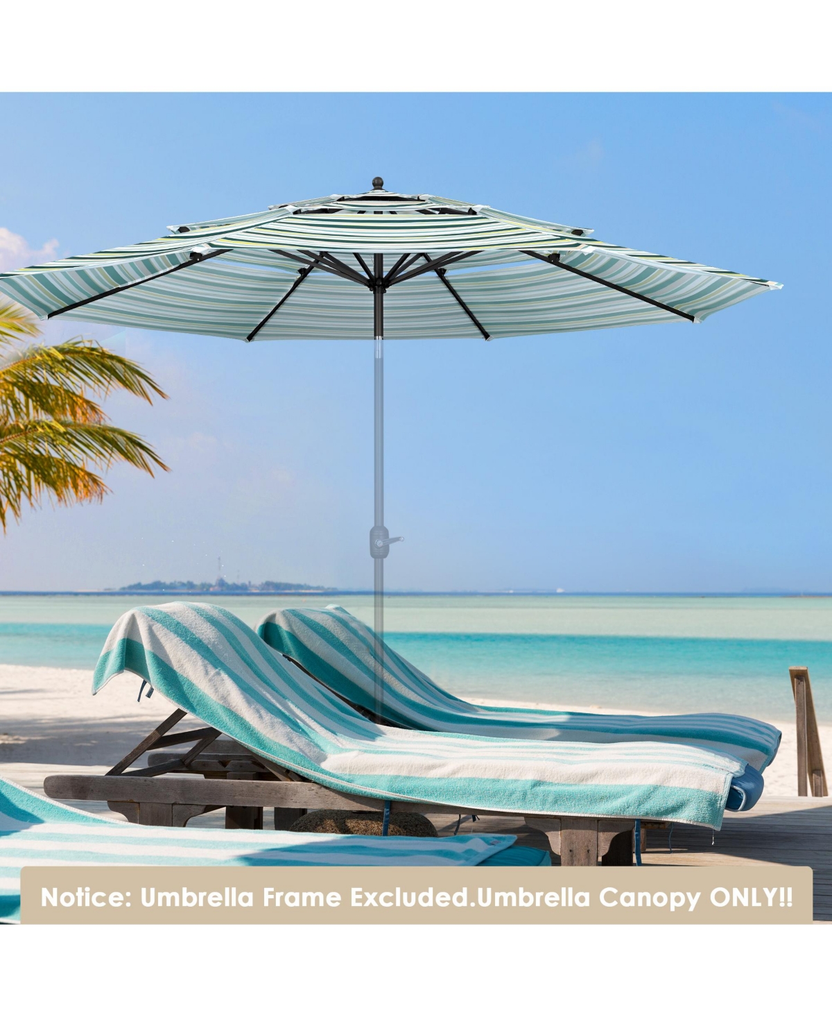 3-Tier Patio Umbrella Replacement Canopy Market Table Top Outdoor Deck