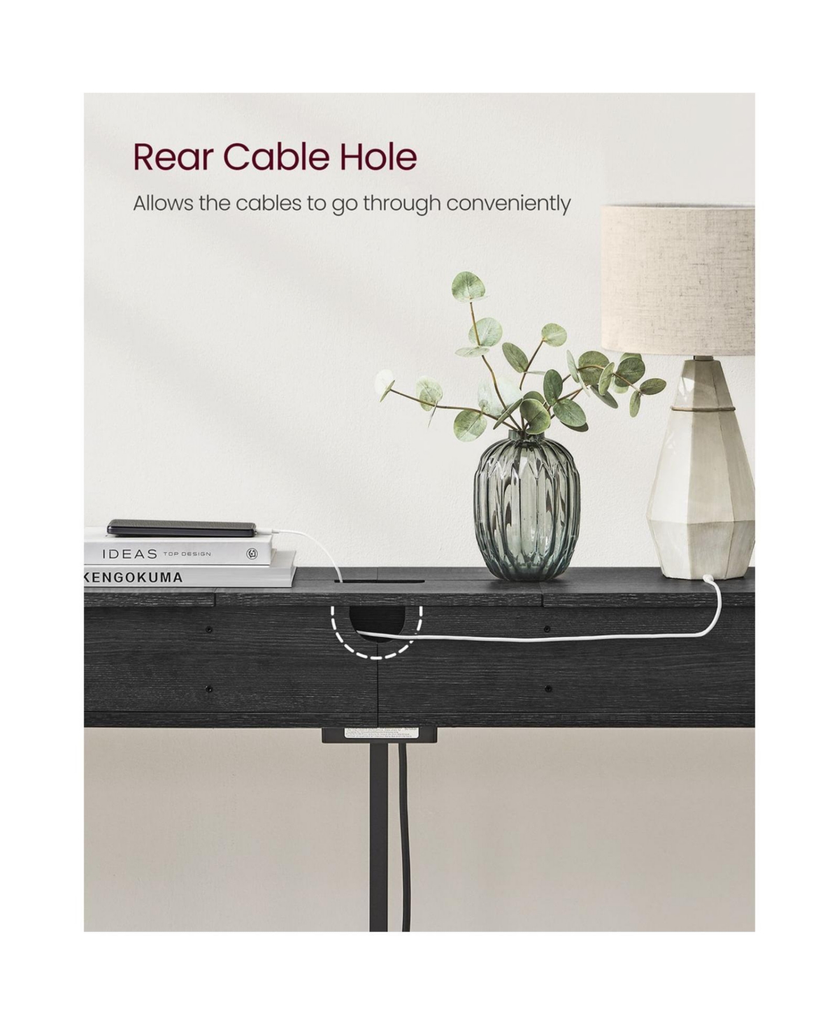Slickblue Narrow Console Table With 2 Outlet And 2 Usb Ports
