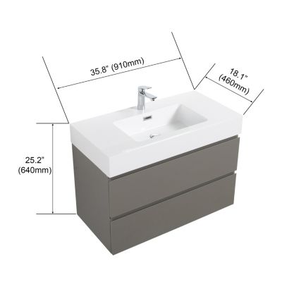 36" Gray Bathroom Vanity with Sink & Storage