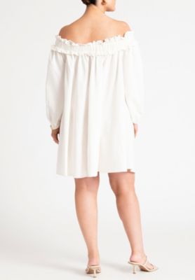 Women's Plus Size Ruffle Neckline Mini Dress