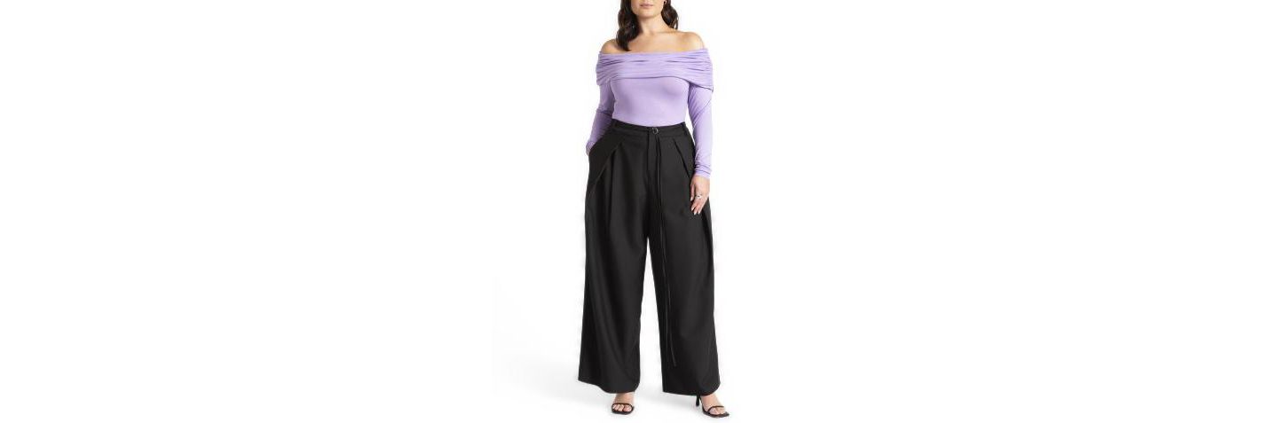 Женский ремень ELOQUII Wide-Leg Pleated Trouser With Long Belt, цвет: Чёрный оникс — фото 2