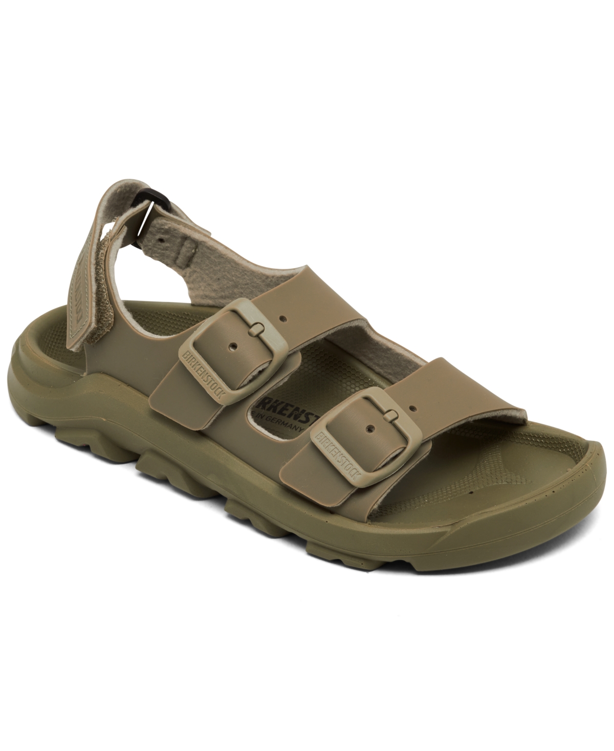 Shop Birkenstock Little Kids Mogami Birko-flor Fastening Strap Sandals From Finish Line In Olive Green