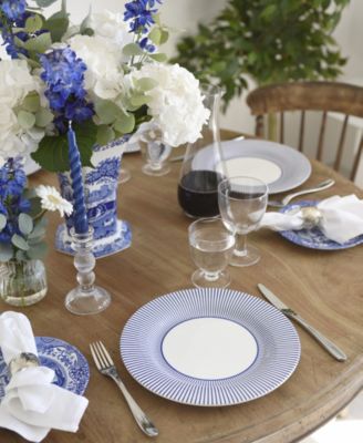 Blue Italian Steccato Dinner Plates, Set of 4