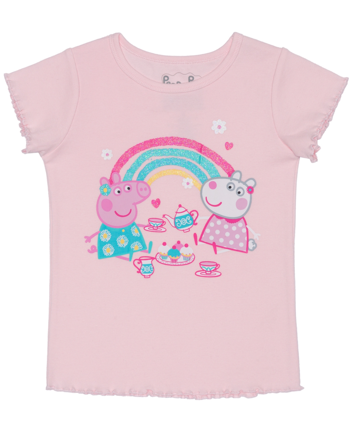 Peppa Pig Kids' Toddler & Little Girls Keep On Smiling Short Sleeve Rib Top In Pink