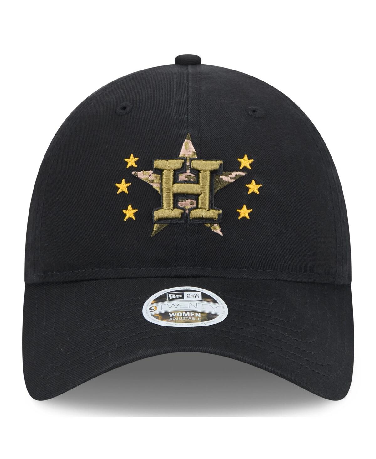 New Era Women's Black Houston Astros 2024 Armed Forces Day 9twenty Adjustable Hat In Black