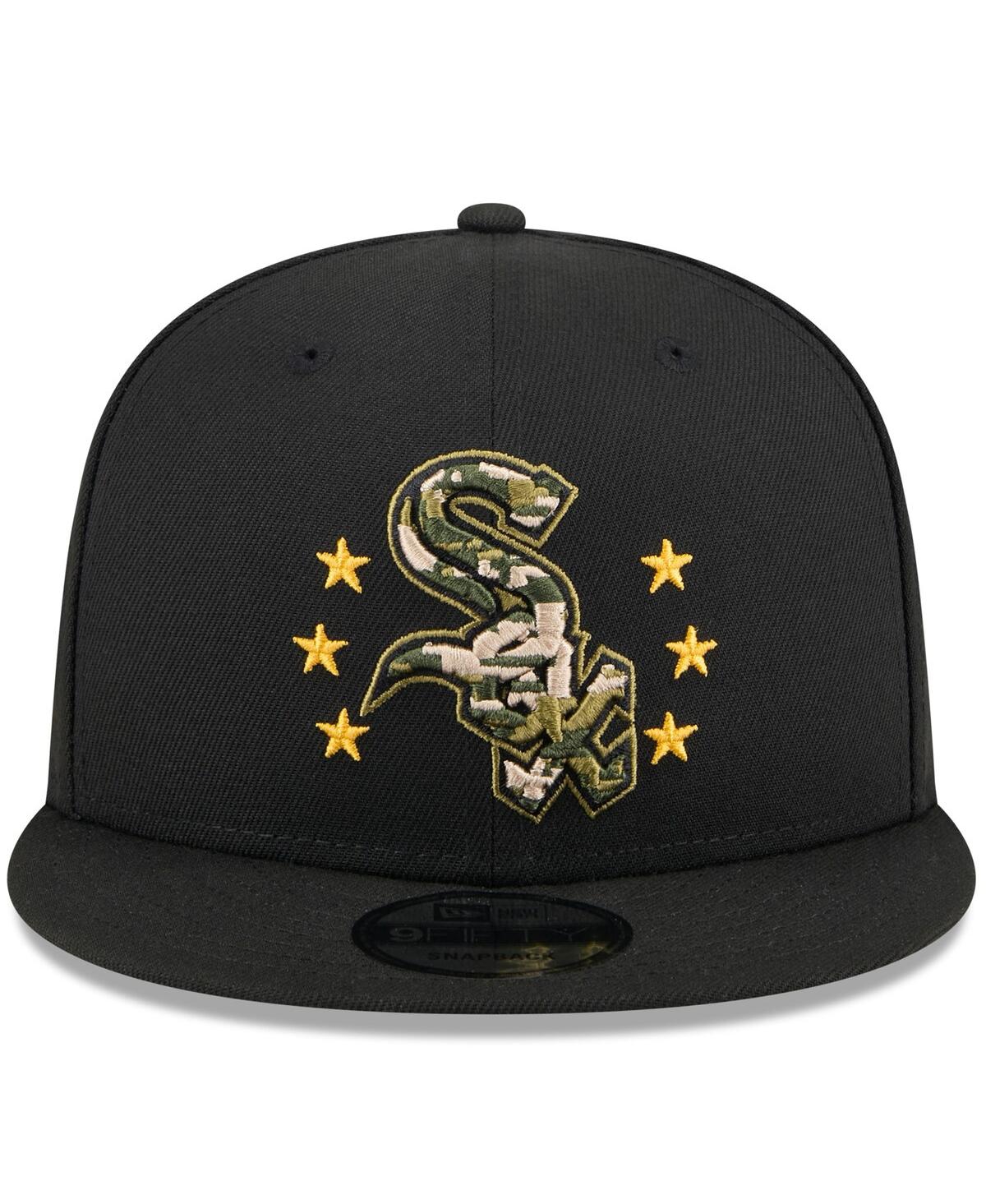 NEW ERA MEN'S BLACK CHICAGO WHITE SOX 2024 ARMED FORCES DAY 9FIFTY SNAPBACK HAT 