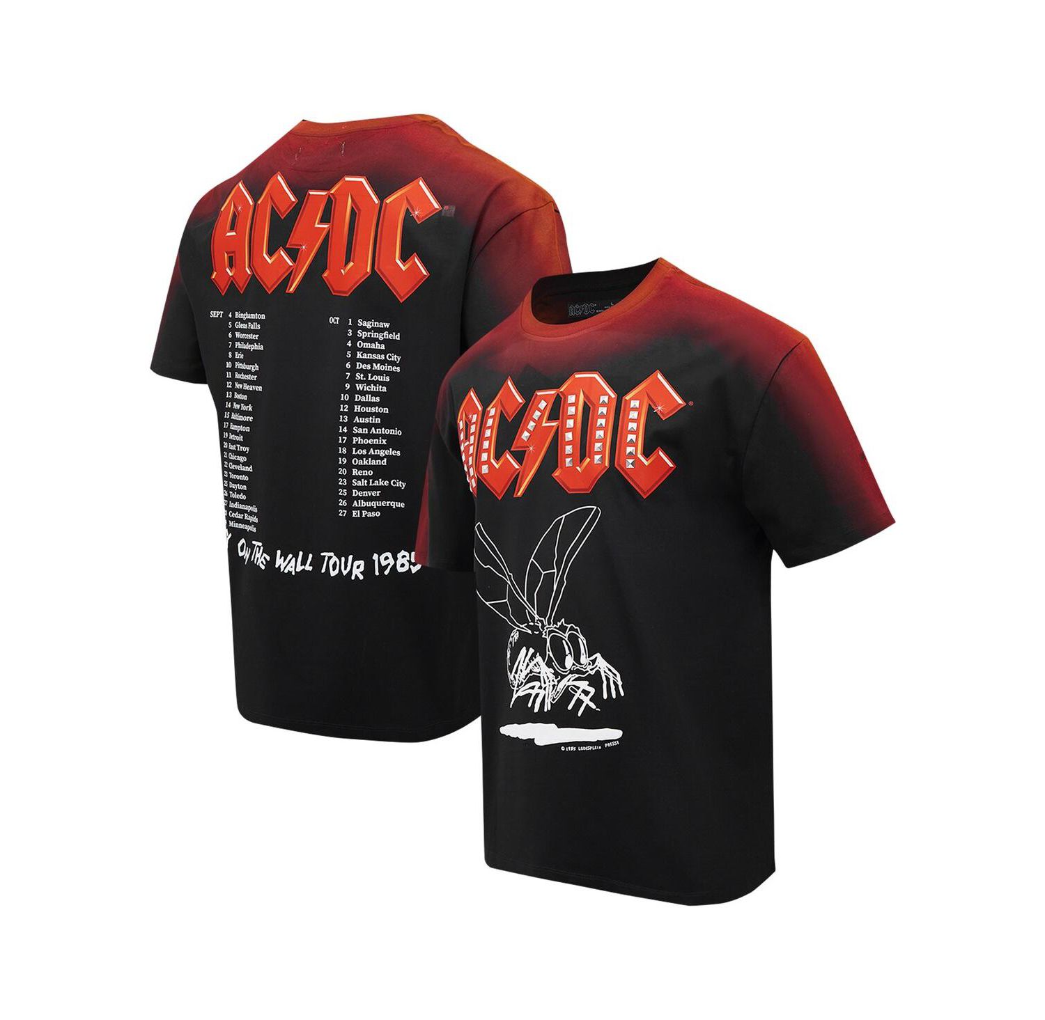 Men's Black AC/DC Fly on the Wall Tour Loose T-Shirt