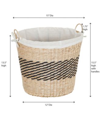Woven Basket, Decorative Basket with Handles and Cotton Liner