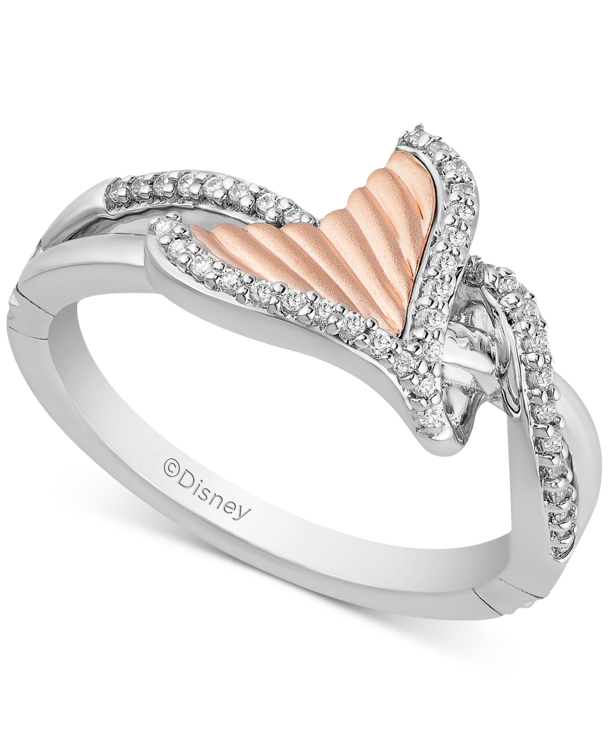 Diamond Ariel Mermaid Tail Ring (1/6 ct. t.w.) in Sterling Silver & 10k Rose Gold - Sterling Silver  Rose Gold