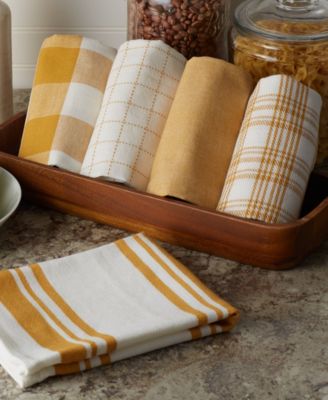Everyday Basic Kitchen Collection Large Woven Cotton Dishtowel/Tea Towel Set, 18x28", Honey Gold, 5 Count