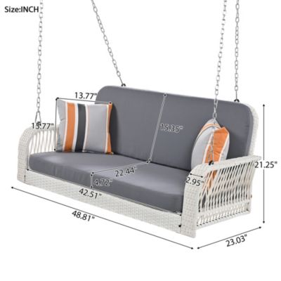 Streamdale White and Gray 2-Seater Wicker Porch Swing