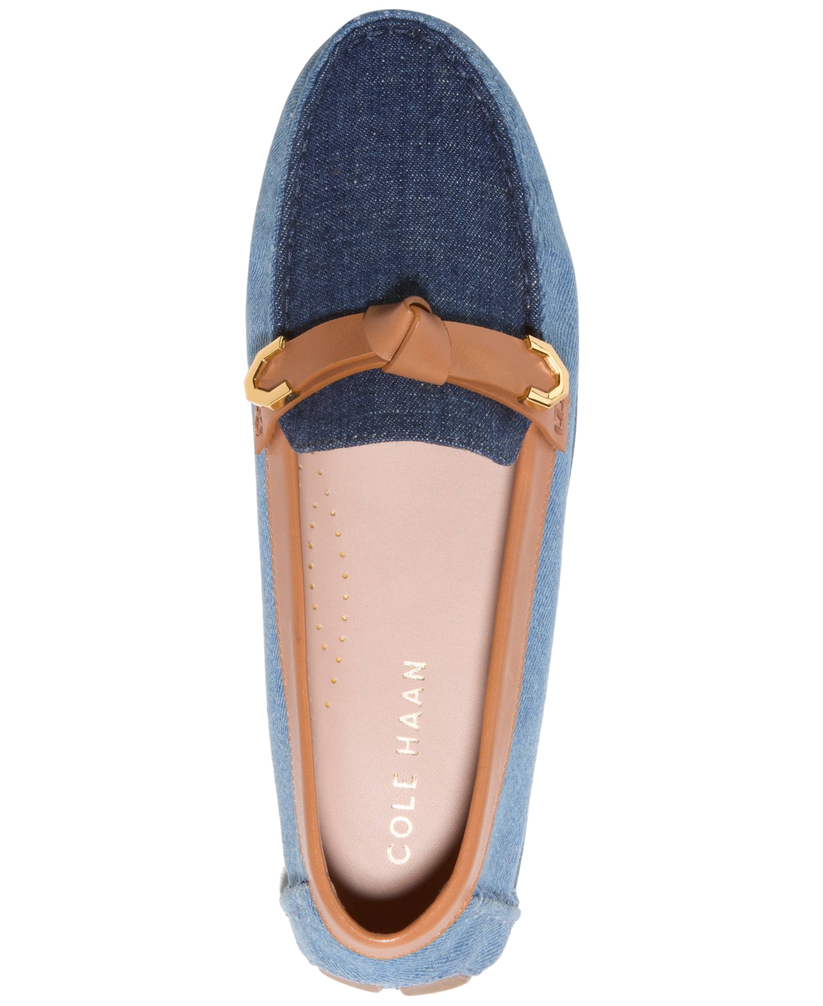 Cole Haan Women's Evelyn Bow Driver Loafers - Dark Denim, Pecan Leather