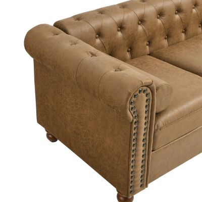 Streamdale Large Fabric Sofa – Chesterfield Design – Tufted Upholstery Living Room Couch