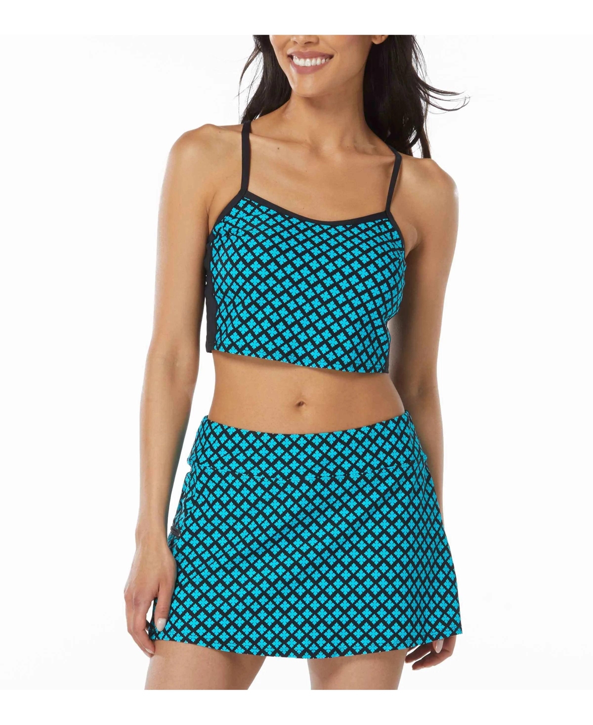 Beach House Sport Women's Plateau Racerback Crop Top With Piping - 001 black
