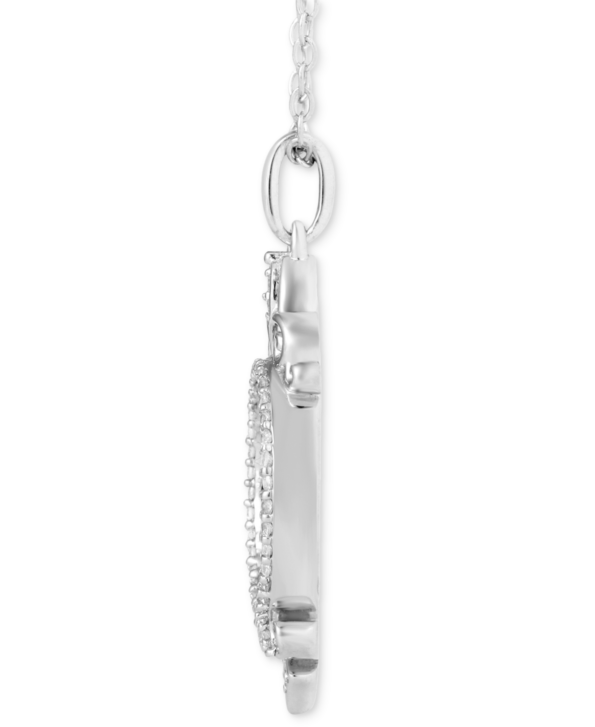 Mother of Pearl & Diamond (1/10 ct. t.w.) Almost Midnight Clock Charm Pendant Necklace  16