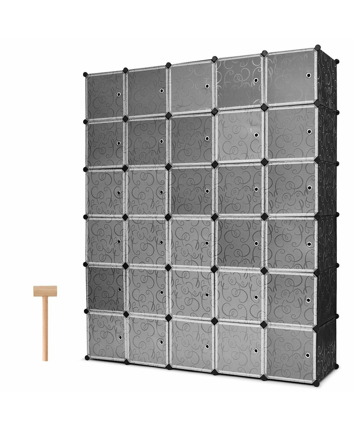 Diy 30 Cube Portable Closet Clothes Wardrobe Cabinet - Black