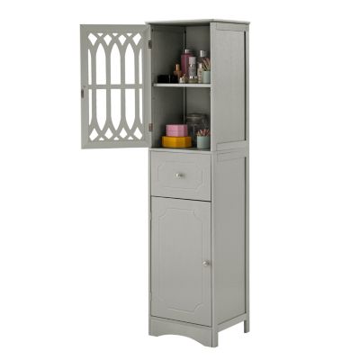 Grey Tall Bathroom Storage Cabinet