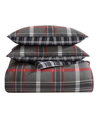 CLOSEOUT! Willow Plaid Microsuede 2 Piece Duvet Cover Set, Twin