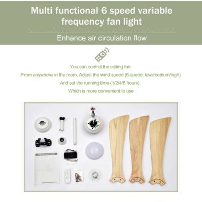 52 Inch Ceiling Fan with Remote Control and 6 Speed Settings