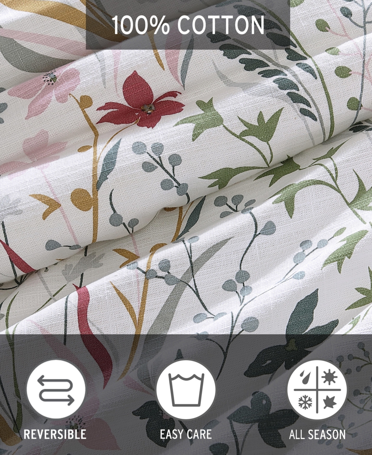 Eddie Bauer Woodland Forest Reversible 3 Piece Comforter Set, Full/queen In White,grey,rose Pink