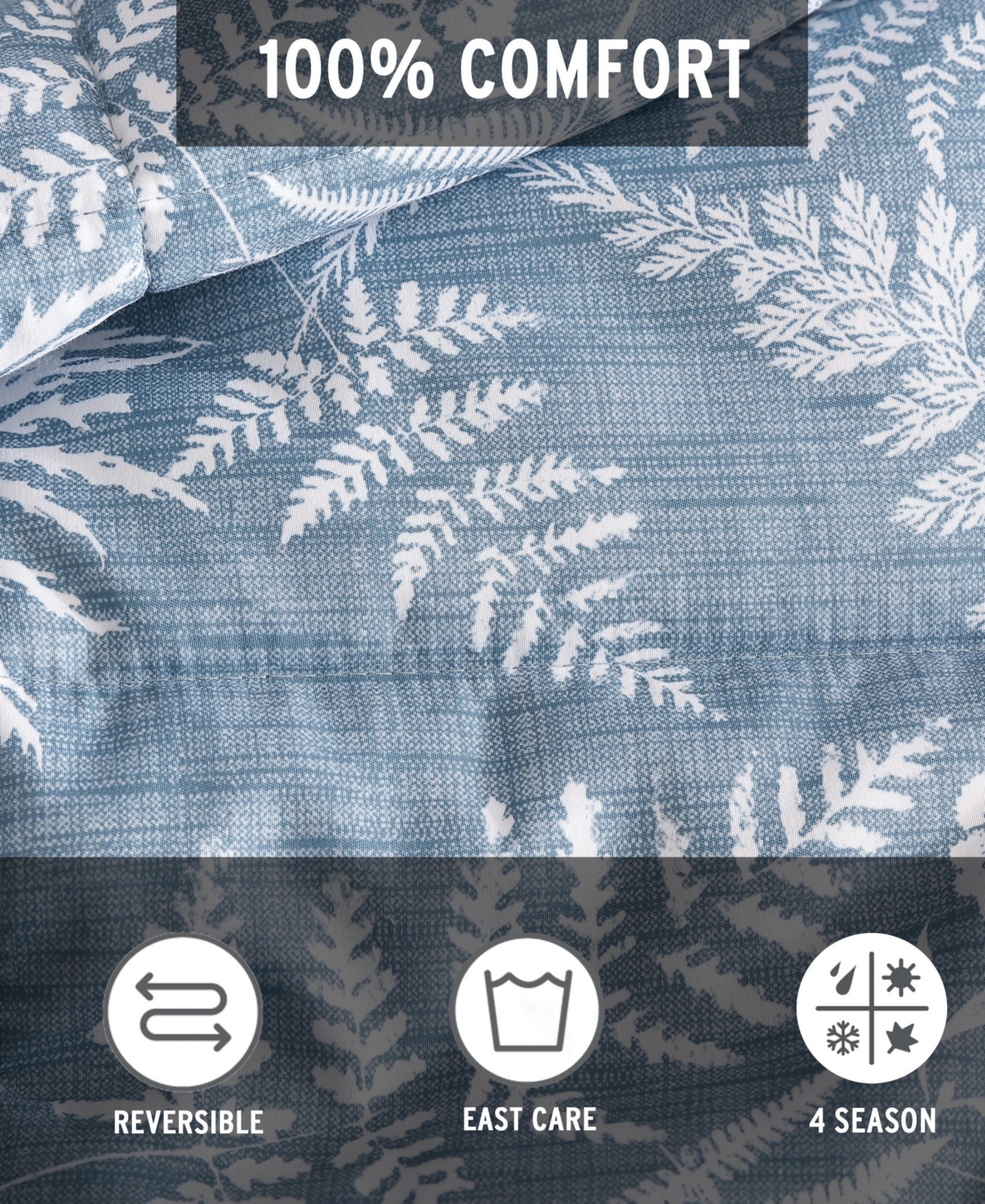 Eddie Bauer Fern Garden Reversible 2 Piece Comforter Set, Twin In Cabana Blue