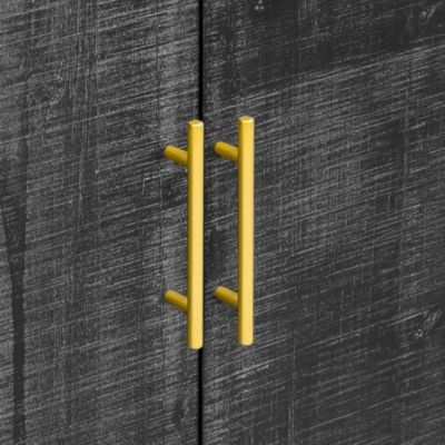 Minimalist Curved Sideboard with Gold Handles and Dividers