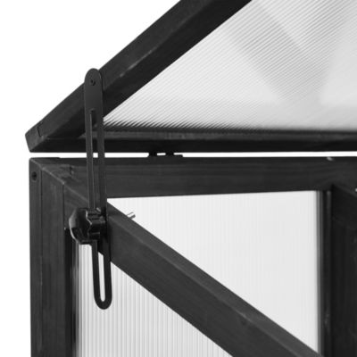 62" Wood Balcony Cold Frame with Wheels and Shelves