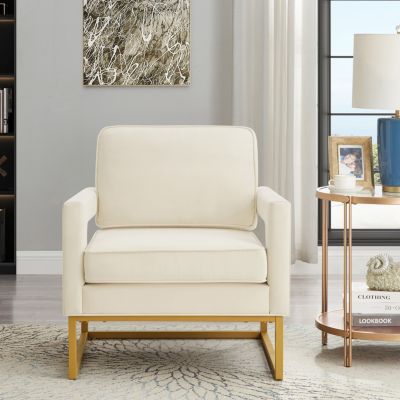 Streamdale Gold Metal Base Velvet Upholstered Accent Chair