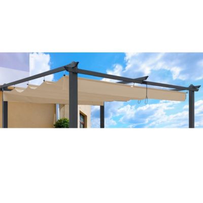 Retractable Patio Pergola with Khaki Canopy
