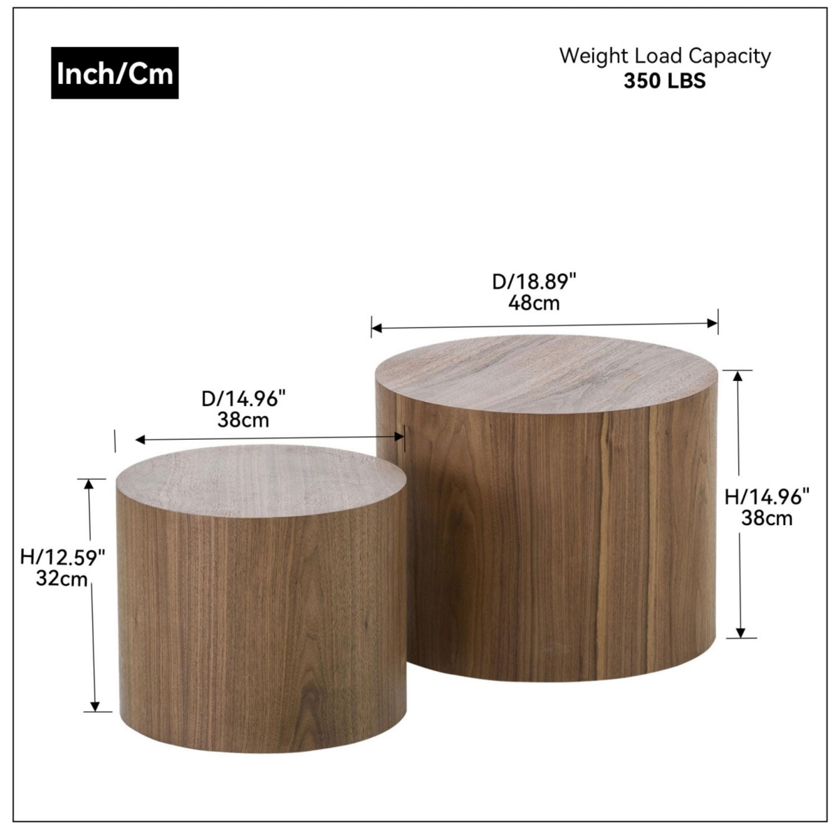 Streamdale Furniture Mdf With Ash/Oak/Walnut Veneer Side Table/Coffee Table/End Table/Ottoman(Walnut)