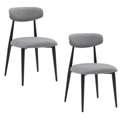 Modern Dining Chairs Set Of 2, Curved Backrest Round Upholstered And Metal Frame
