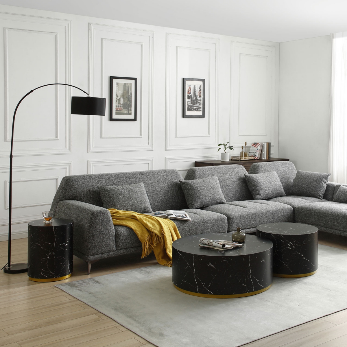 Simplie Fun 15.75" Round Side Table For Living Room Fully Assembled Black