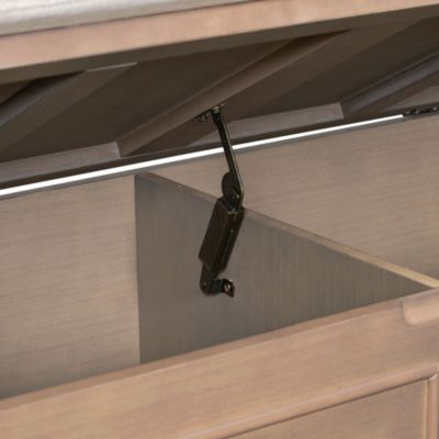 Rustic Style Solid Wood Entryway Multifunctional Storage Bench With Safety Hinge (Gray Wash+ Beige)