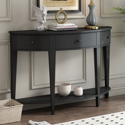 Curved Console Table w/ Drawers & Shelf
