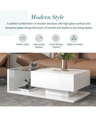 Modernist Glass-Wood Center Table