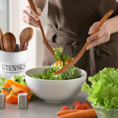 6-Piece Natural Teak Wooden Utensils for Cooking