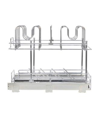 Glidez Multipurpose Chrome-Plated Steel Pull-Out/Slide-Out Basket Storage Organizer for Pots and Lids 2-Tier Dual-Slide Design