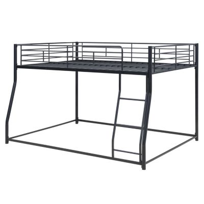 Metal Floor Bunk Bed, Full XL Over Queen