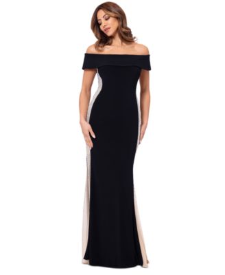 XSCAPE - Women's Beaded Contrast Off-The--Shoulder Gown