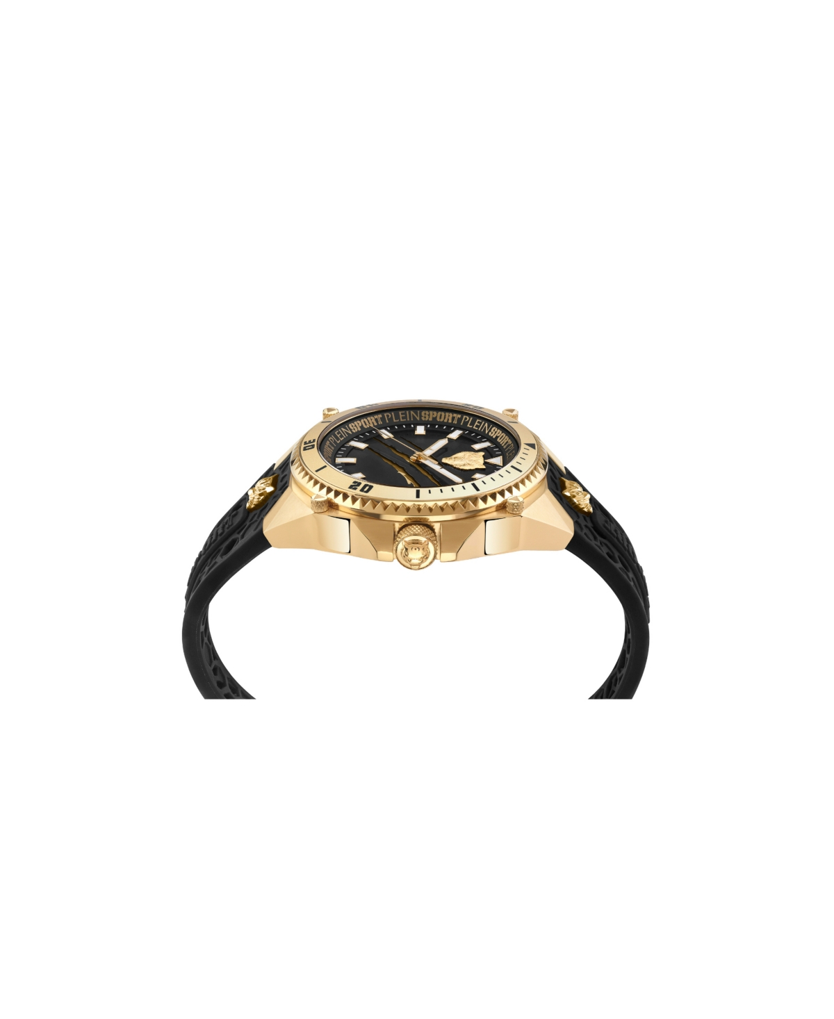 Plein Sport Mens Thunder Force Three Hand Quartz Black Silicone 47mm In Black