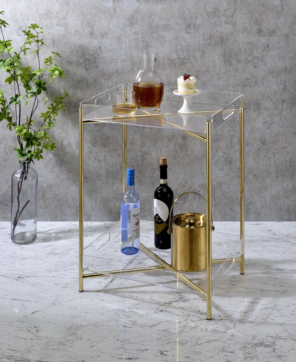 Foxhill Trading Fox Hill Trading Dixon 15" Square Acrylic End Table In Gold