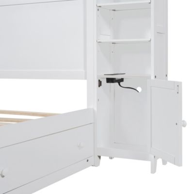 Queen Wood Cabinetry Outlets Bed