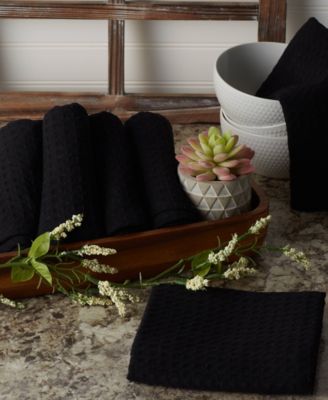 Cotton Kitchen Collection Dishtowel Set, 18x26", Black, 6 Piece