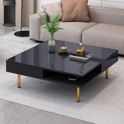 Exquisite 2-tier coffee table with gold legs