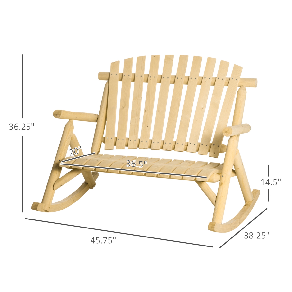 Streamdale Furniture Wooden Porch Rocking Bench and Loveseat