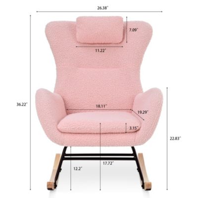 Streamdale Pink Teddy Glider Chair for Nursery & Home