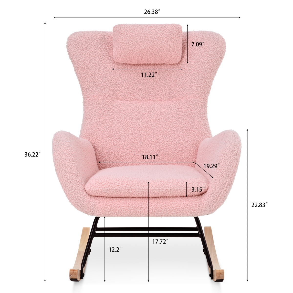 Simplie Fun Pink Teddy Glider Chair for Nursery & Home