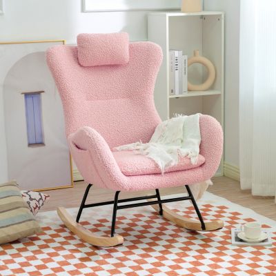 Streamdale Pink Teddy Glider Chair for Nursery & Home